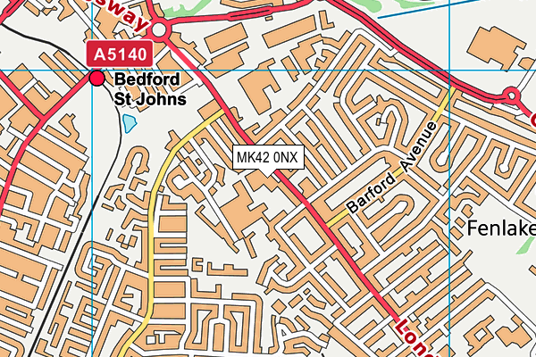 MK42 0NX map - OS VectorMap District (Ordnance Survey)