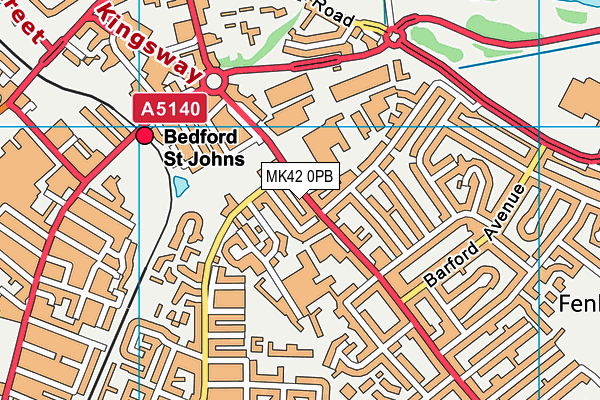 MK42 0PB map - OS VectorMap District (Ordnance Survey)