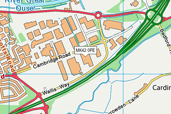 MK42 0PE map - OS VectorMap District (Ordnance Survey)