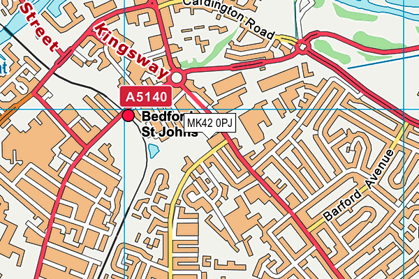 MK42 0PJ map - OS VectorMap District (Ordnance Survey)