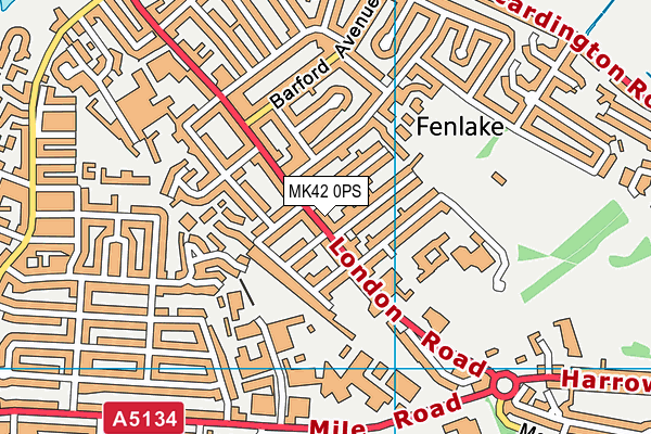 MK42 0PS map - OS VectorMap District (Ordnance Survey)