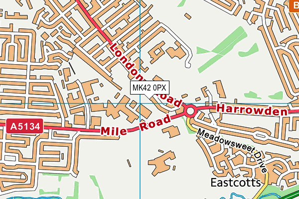 MK42 0PX map - OS VectorMap District (Ordnance Survey)