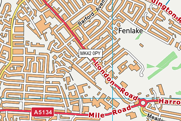 MK42 0PY map - OS VectorMap District (Ordnance Survey)