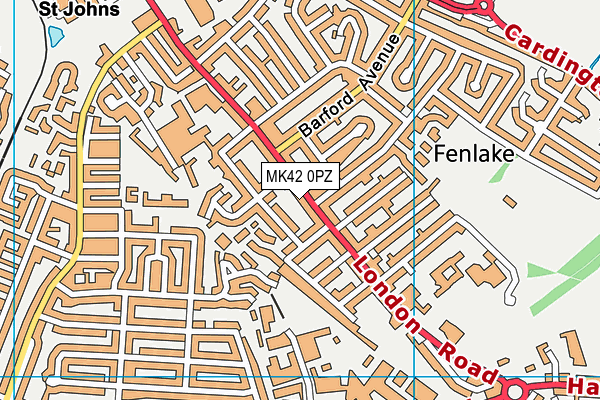 MK42 0PZ map - OS VectorMap District (Ordnance Survey)