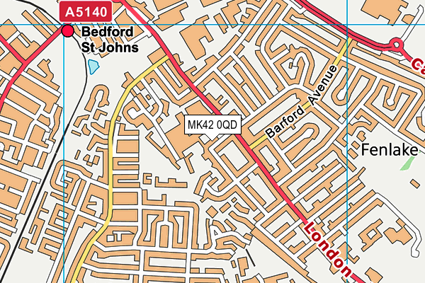 MK42 0QD map - OS VectorMap District (Ordnance Survey)