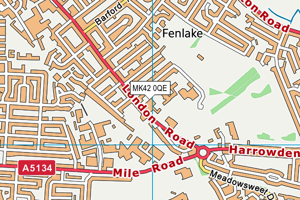 MK42 0QE map - OS VectorMap District (Ordnance Survey)