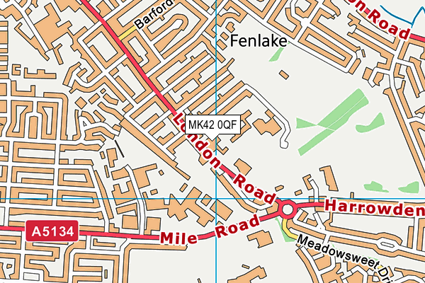 MK42 0QF map - OS VectorMap District (Ordnance Survey)