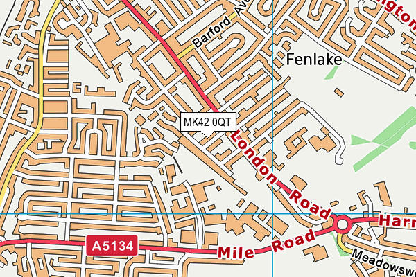 MK42 0QT map - OS VectorMap District (Ordnance Survey)