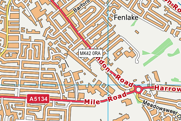 MK42 0RA map - OS VectorMap District (Ordnance Survey)