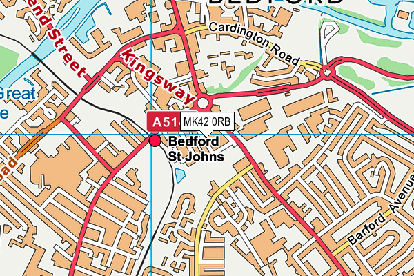 MK42 0RB map - OS VectorMap District (Ordnance Survey)