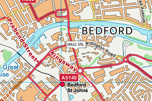 MK42 0RL map - OS VectorMap District (Ordnance Survey)