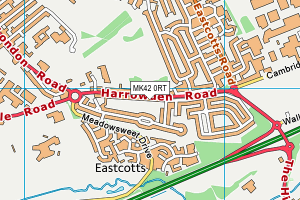 MK42 0RT map - OS VectorMap District (Ordnance Survey)