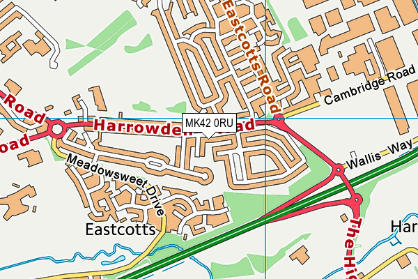 MK42 0RU map - OS VectorMap District (Ordnance Survey)