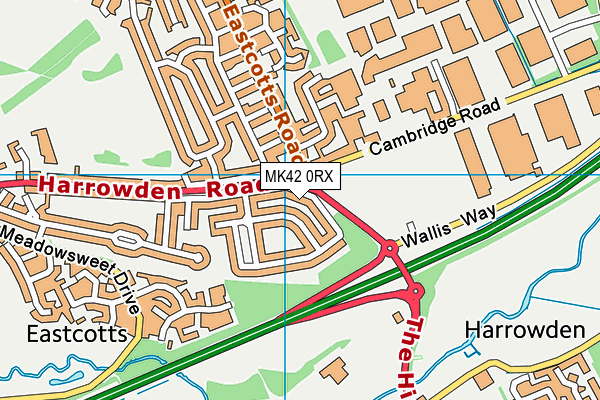 MK42 0RX map - OS VectorMap District (Ordnance Survey)