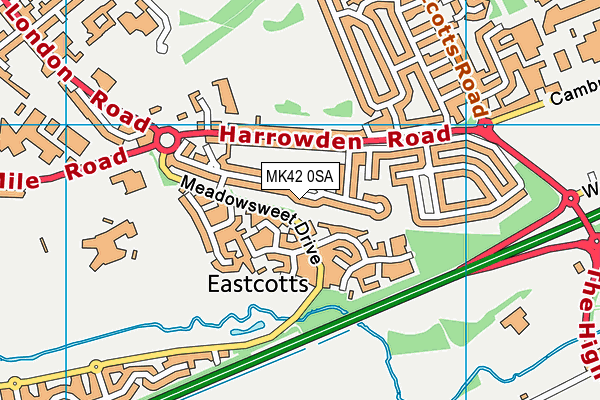 MK42 0SA map - OS VectorMap District (Ordnance Survey)