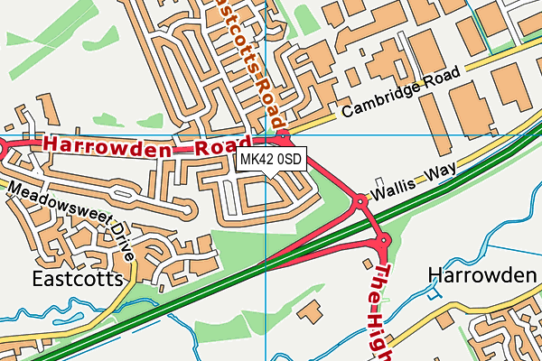 MK42 0SD map - OS VectorMap District (Ordnance Survey)