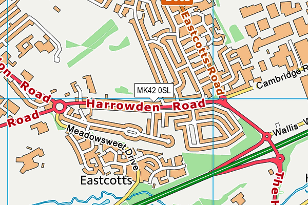 MK42 0SL map - OS VectorMap District (Ordnance Survey)
