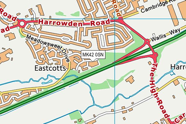 MK42 0SN map - OS VectorMap District (Ordnance Survey)