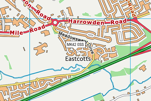 MK42 0SS map - OS VectorMap District (Ordnance Survey)