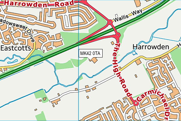 MK42 0TA map - OS VectorMap District (Ordnance Survey)