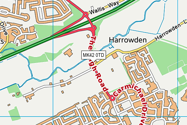 MK42 0TD map - OS VectorMap District (Ordnance Survey)