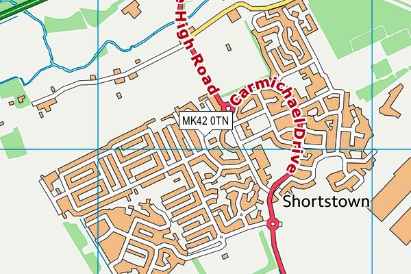 MK42 0TN map - OS VectorMap District (Ordnance Survey)