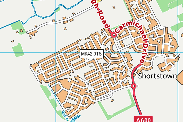 MK42 0TS map - OS VectorMap District (Ordnance Survey)