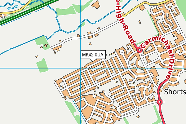 MK42 0UA map - OS VectorMap District (Ordnance Survey)