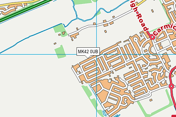 MK42 0UB map - OS VectorMap District (Ordnance Survey)