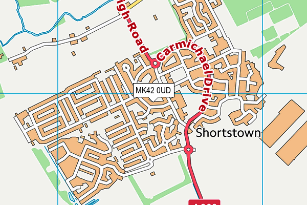 MK42 0UD map - OS VectorMap District (Ordnance Survey)