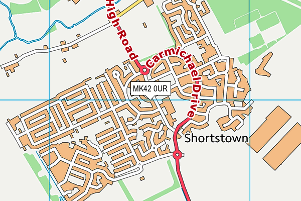 MK42 0UR map - OS VectorMap District (Ordnance Survey)