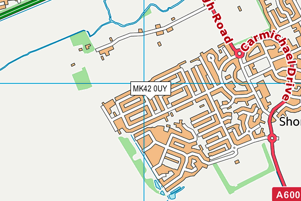 MK42 0UY map - OS VectorMap District (Ordnance Survey)