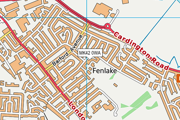 MK42 0WA map - OS VectorMap District (Ordnance Survey)