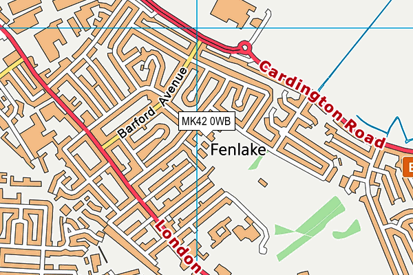 MK42 0WB map - OS VectorMap District (Ordnance Survey)