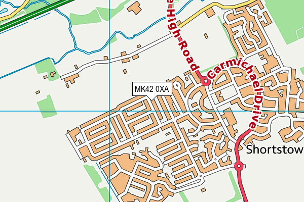 MK42 0XA map - OS VectorMap District (Ordnance Survey)