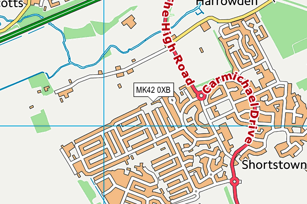 MK42 0XB map - OS VectorMap District (Ordnance Survey)