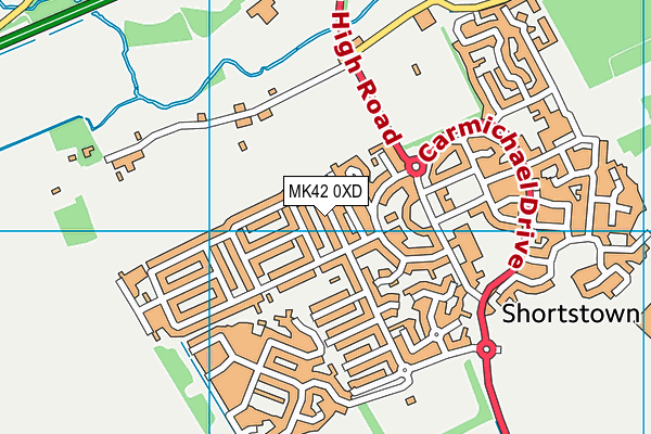 MK42 0XD map - OS VectorMap District (Ordnance Survey)