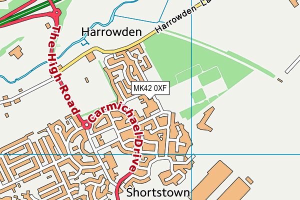 MK42 0XF map - OS VectorMap District (Ordnance Survey)