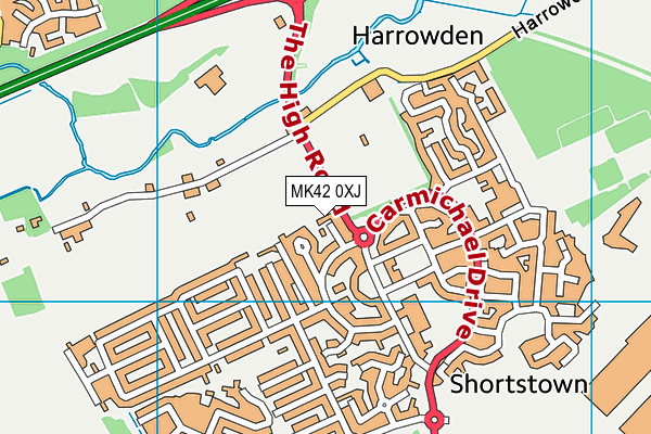 MK42 0XJ map - OS VectorMap District (Ordnance Survey)