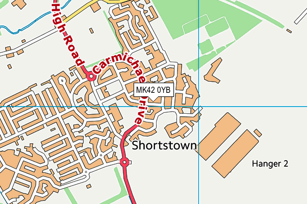 MK42 0YB map - OS VectorMap District (Ordnance Survey)