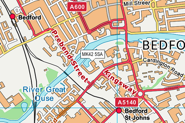 MK42 5SA map - OS VectorMap District (Ordnance Survey)