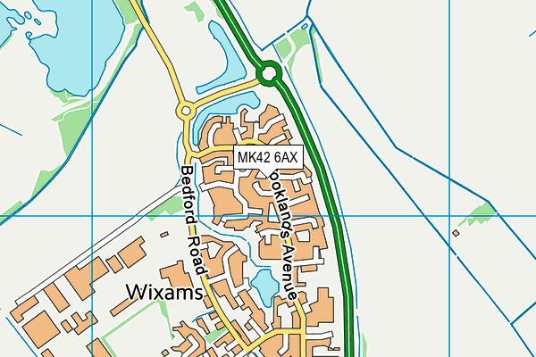 MK42 6AX map - OS VectorMap District (Ordnance Survey)