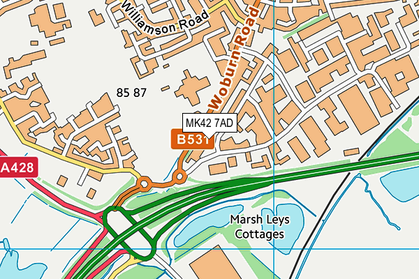 MK42 7AD map - OS VectorMap District (Ordnance Survey)