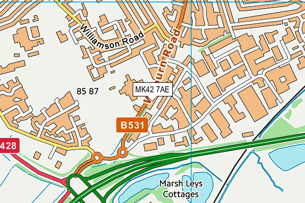 MK42 7AE map - OS VectorMap District (Ordnance Survey)