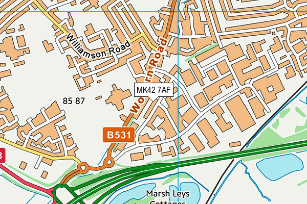 MK42 7AF map - OS VectorMap District (Ordnance Survey)