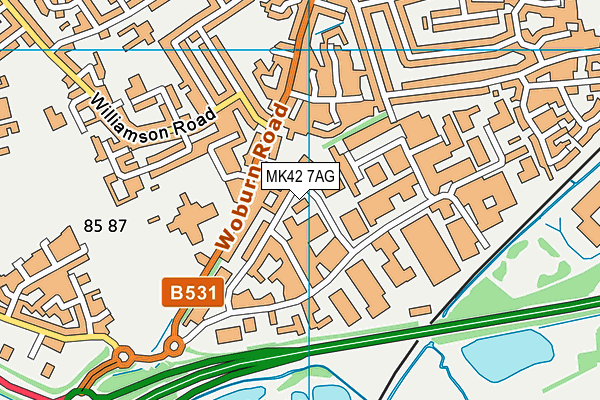 MK42 7AG map - OS VectorMap District (Ordnance Survey)