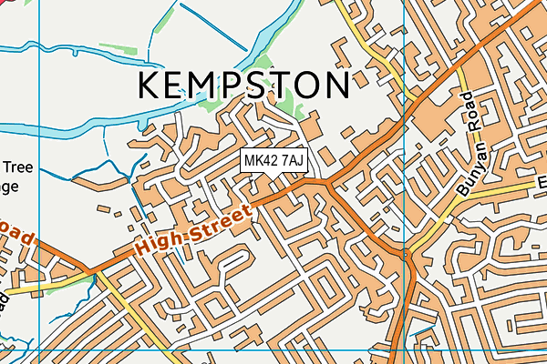 MK42 7AJ map - OS VectorMap District (Ordnance Survey)