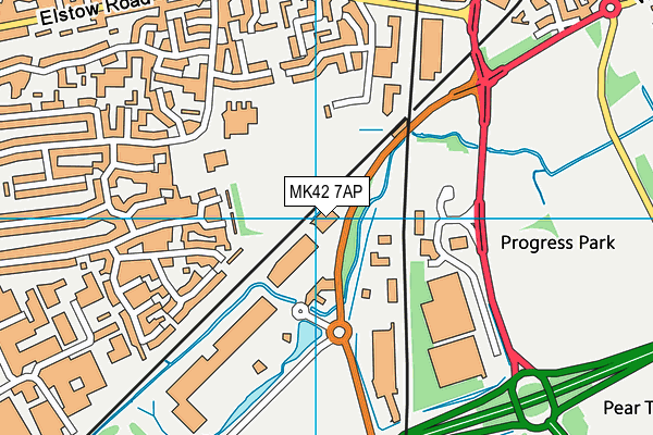 MK42 7AP map - OS VectorMap District (Ordnance Survey)