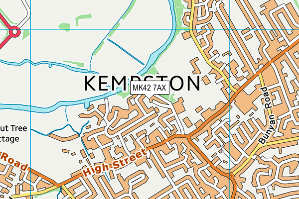 MK42 7AX map - OS VectorMap District (Ordnance Survey)