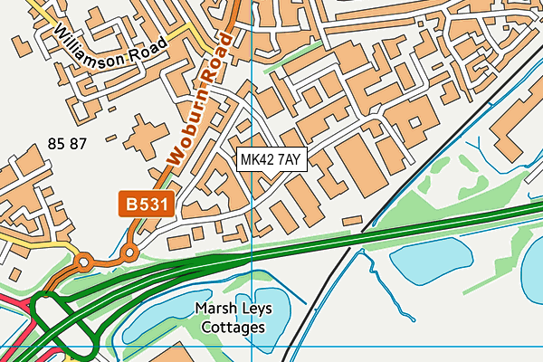 MK42 7AY map - OS VectorMap District (Ordnance Survey)